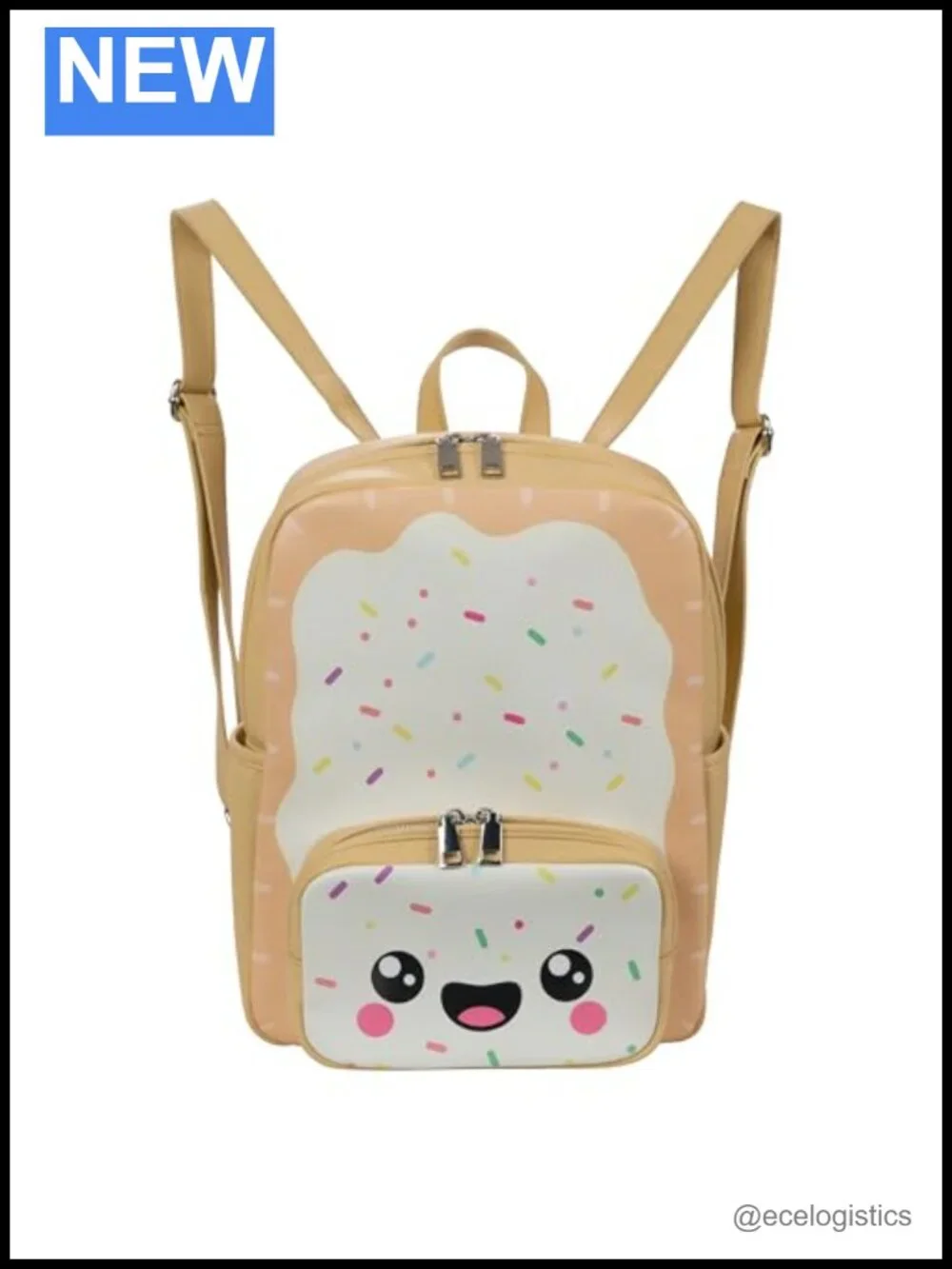 Kawaii Poptart Faux Leather Backpack Purse, Unisex Cute Foodie Mini Travel